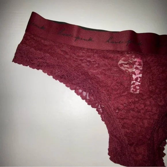 2Pc Pink Victoria’s Red and Gray Lace and Cotton Panties - Picture 4 of 12